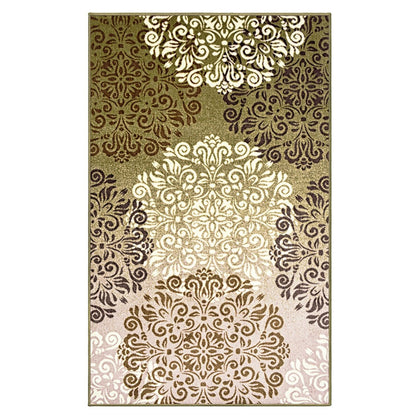 5' X 8' Greens And Browns Floral Power Loom Non Skid Area Rug