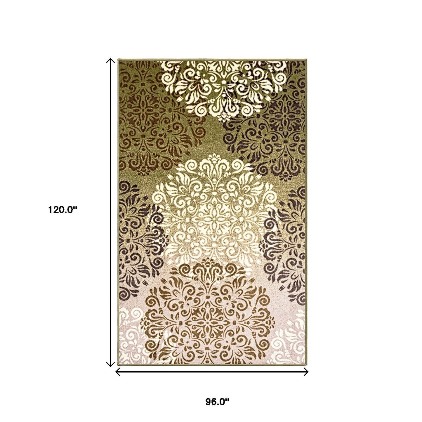 8' X 10' Greens And Browns Floral Power Loom Non Skid Area Rug