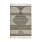 2' X 3' Grey Geometric Flatweave Handmade Stain Resistant Area Rug With Fringe