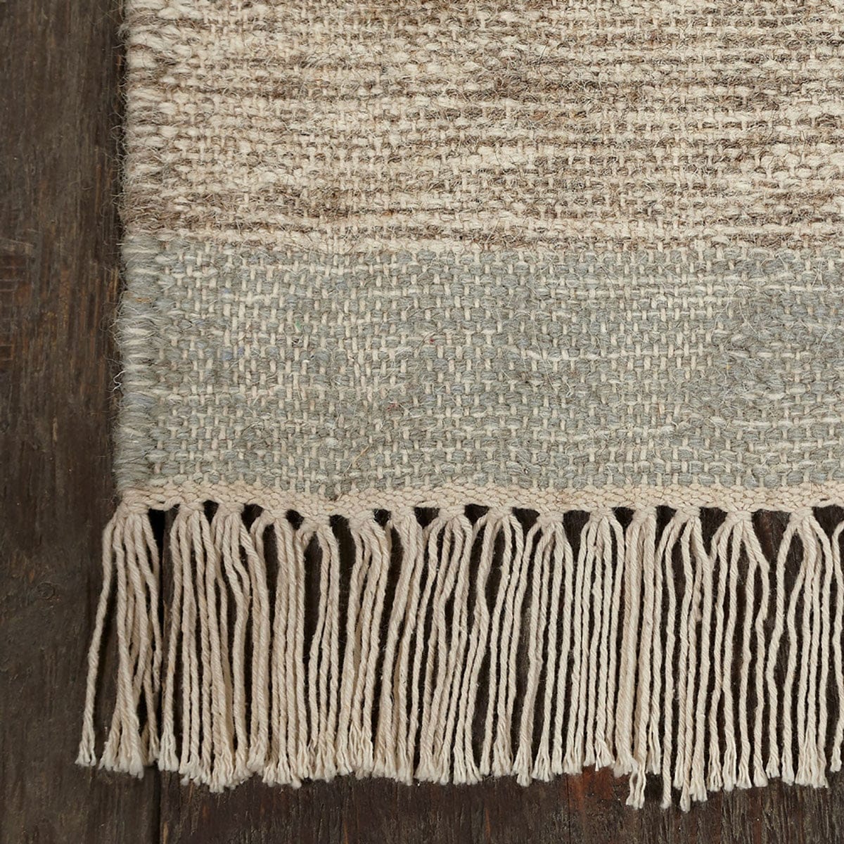 2' X 3' Light Blue Geometric Flatweave Handmade Stain Resistant Area Rug With Fringe