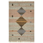 5' X 8' Vanilla Cream Geometric Flatweave Handmade Stain Resistant Area Rug With Fringe