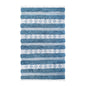 8' X 10' Blue And Ivory Wool Striped Flatweave Handmade Stain Resistant Area Rug With Fringe