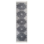 10' Silver And Grey Wool Geometric Flatweave Handmade Stain Resistant Runner Rug With Fringe