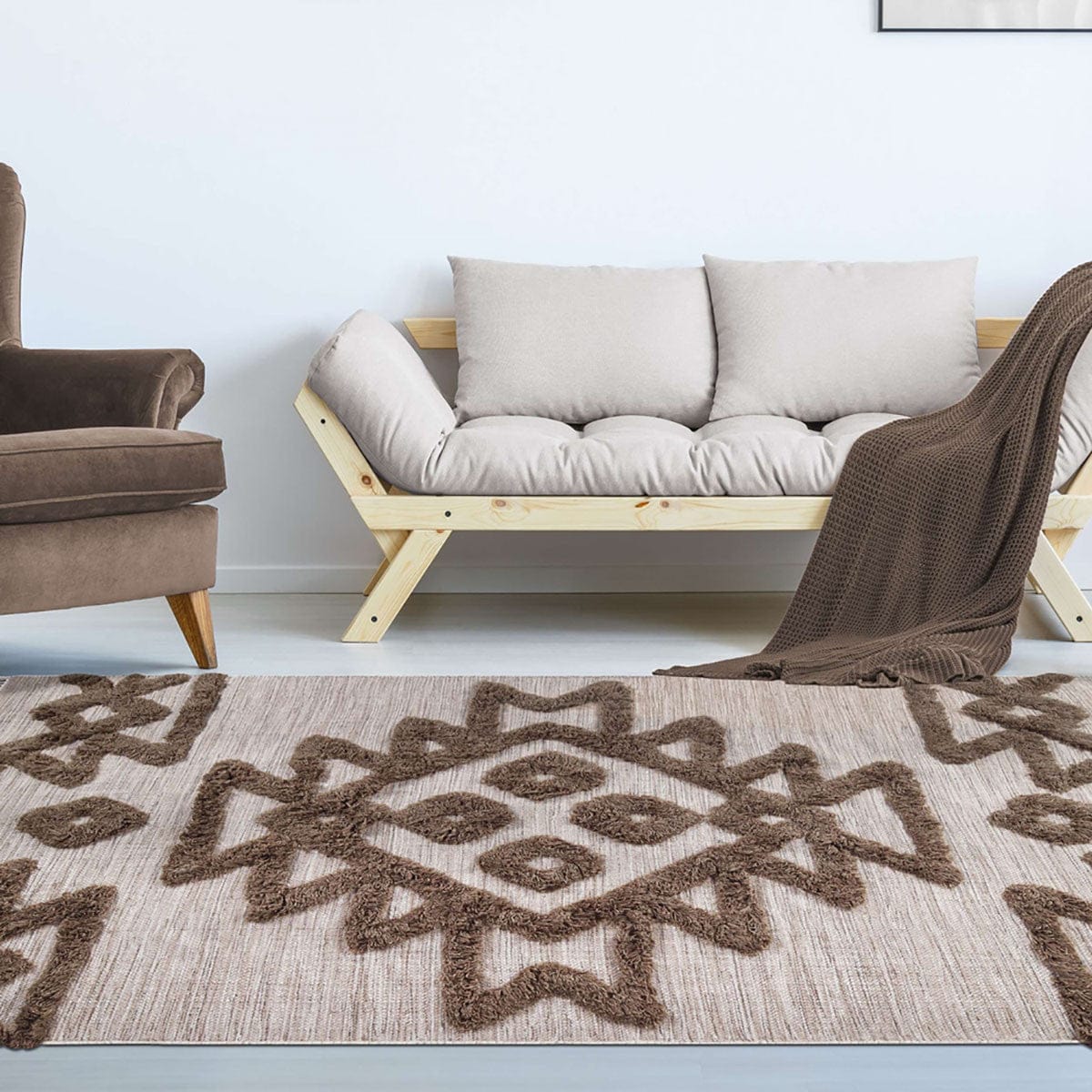 5' X 8' Sand And Taupe Wool Geometric Flatweave Handmade Stain Resistant Area Rug With Fringe