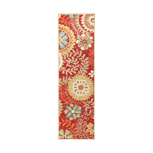 8' Rust Wool Medallion Tufted Handmade Stain Resistant Runner Rug