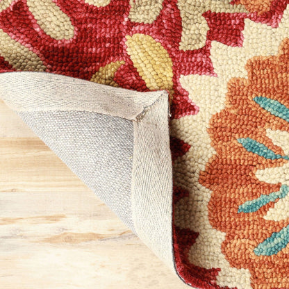 8' Rust Wool Medallion Tufted Handmade Stain Resistant Runner Rug