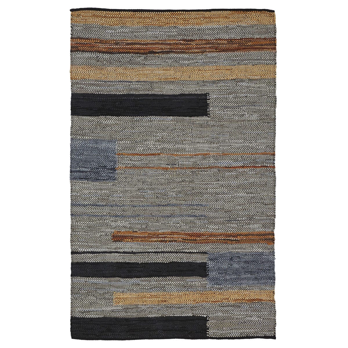 5' X 8' Grey Striped Hand Woven Stain Resistant Area Rug