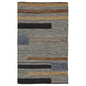 5' X 8' Grey Striped Hand Woven Stain Resistant Area Rug