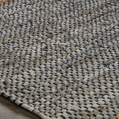 5' X 8' Grey Striped Hand Woven Stain Resistant Area Rug