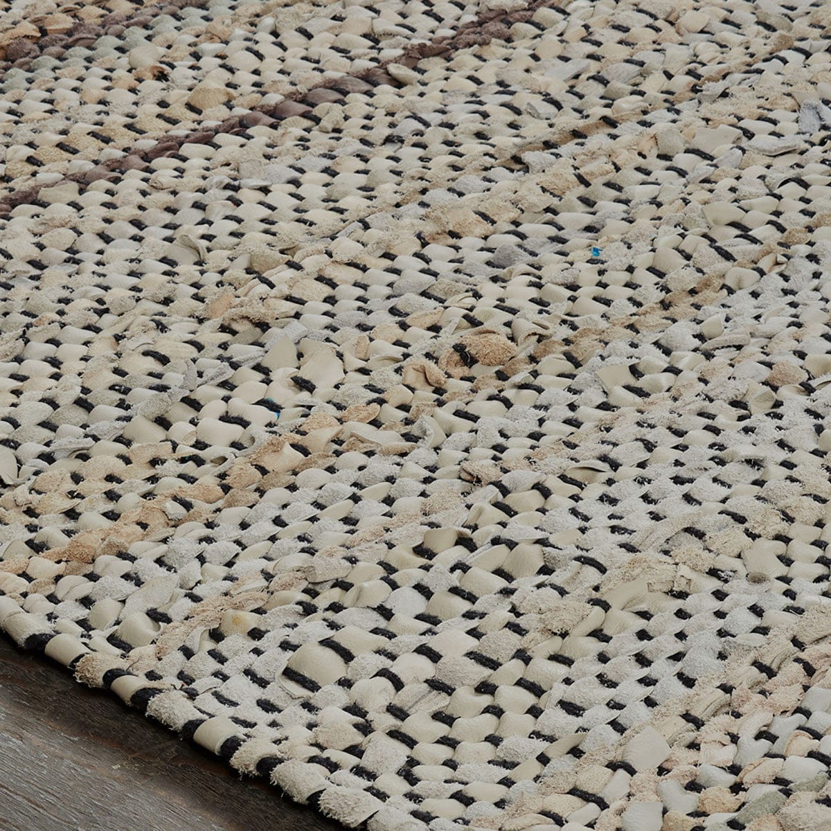 5' X 8' Oatmeal Striped Hand Woven Stain Resistant Area Rug