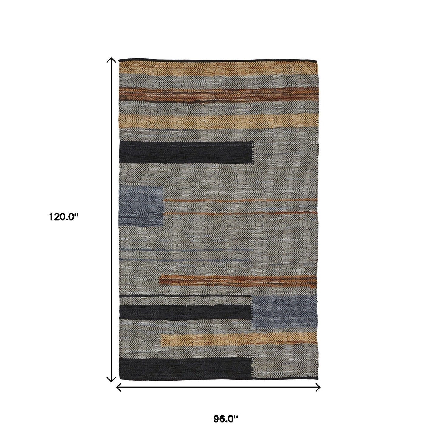 8' X 10' Grey Striped Hand Woven Stain Resistant Area Rug