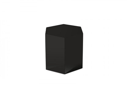 13" Black High Gloss Manufactured Wood Hexagon End Table