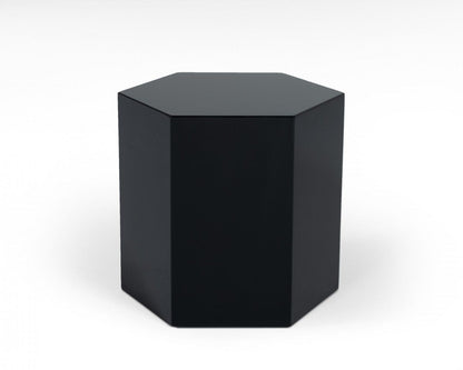 13" Black High Gloss Manufactured Wood Hexagon End Table