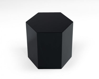 13" Black High Gloss Manufactured Wood Hexagon End Table