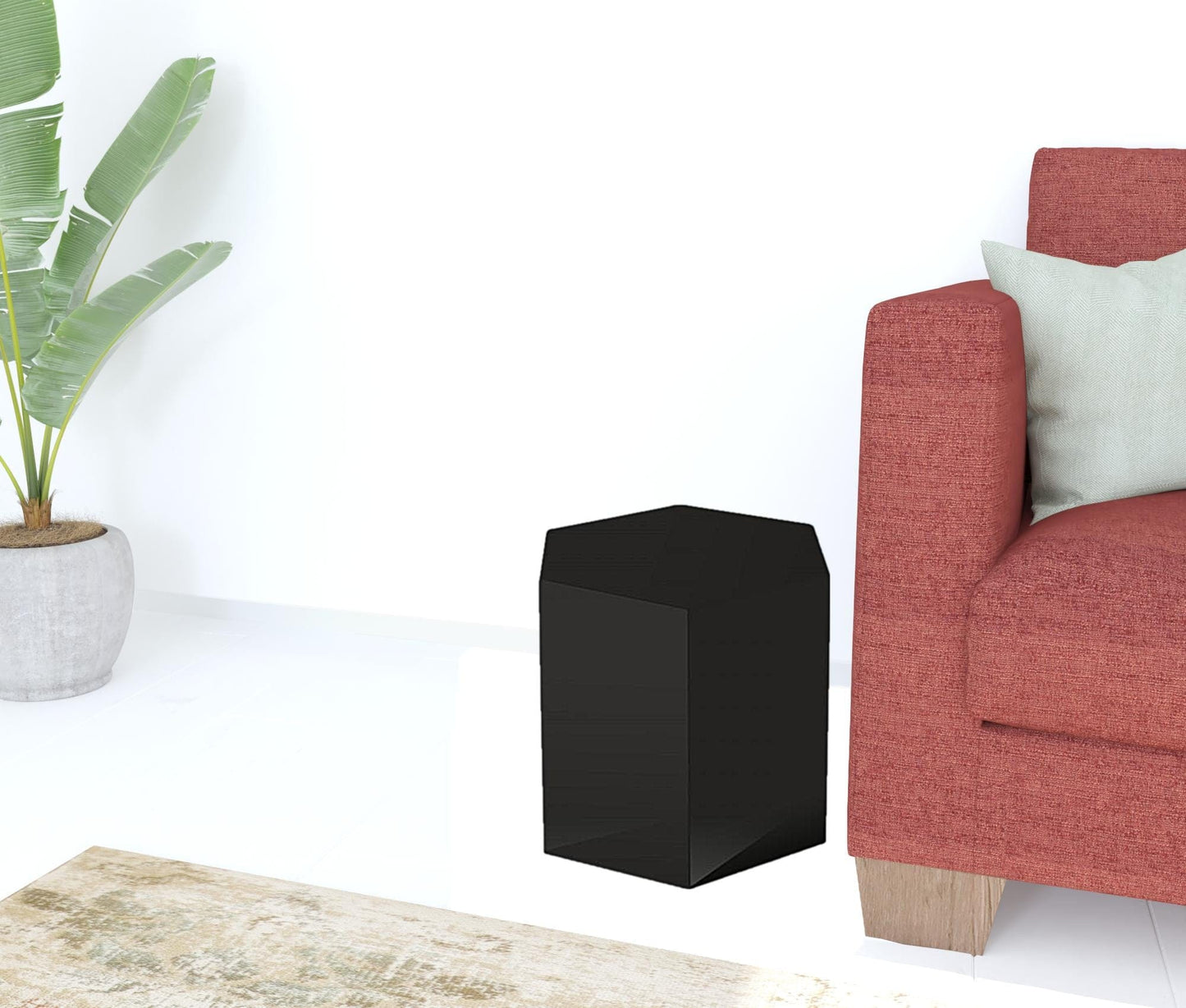 13" Black High Gloss Manufactured Wood Hexagon End Table