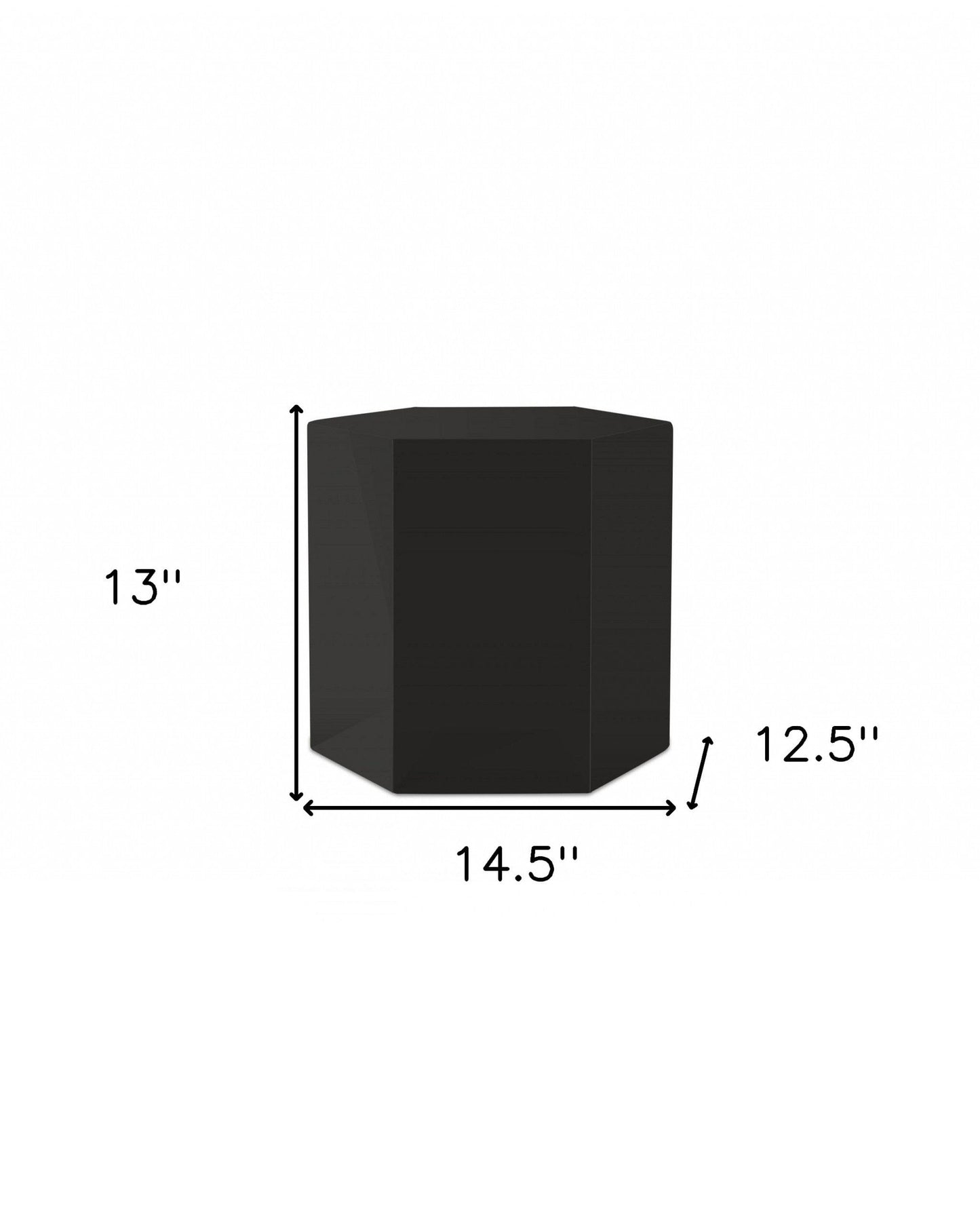 13" Black High Gloss Manufactured Wood Hexagon End Table