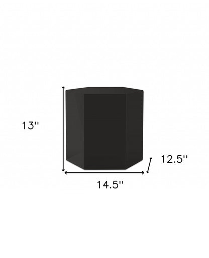 13" Black High Gloss Manufactured Wood Hexagon End Table