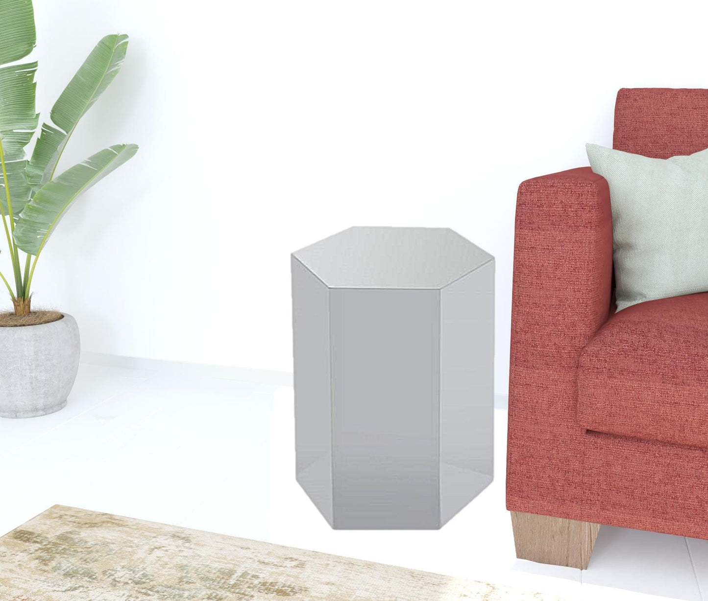 17" Light Grey Manufactured Wood Hexagon End Table