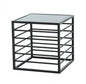 24" Black and Metal Contemporary Glass Square End Table