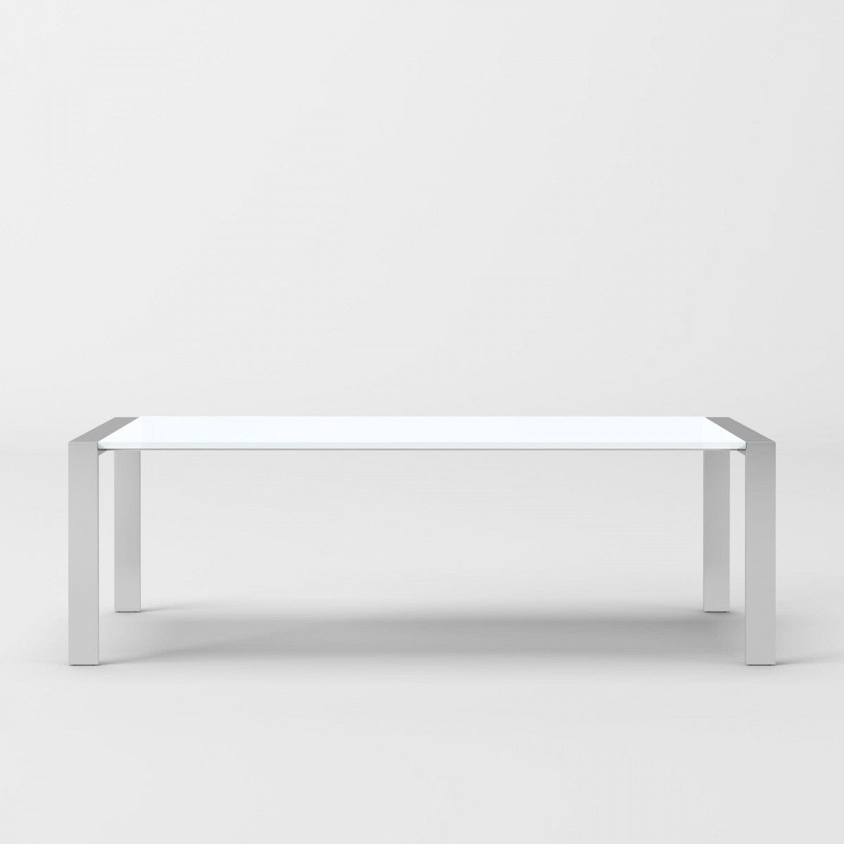 95" White And Chrome Rectangular Manufactured Wood And Stainless Steel Dining Table