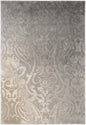 4' X 6' Grey Damask Power Loom Stain Resistant Area Rug