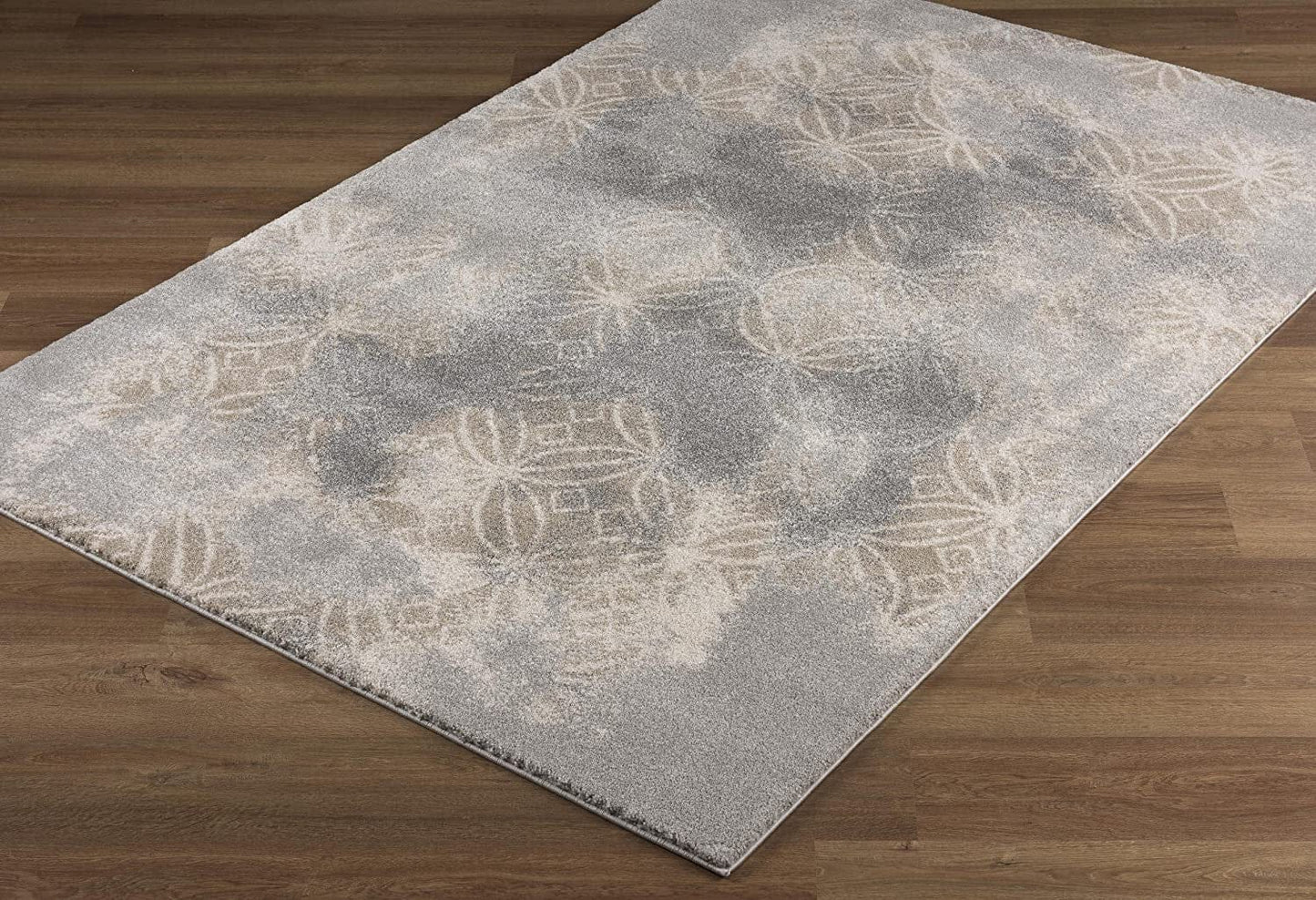 4' X 6' Light Grey Abstract Power Loom Stain Resistant Area Rug