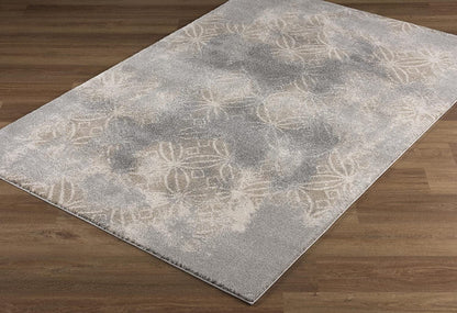 4' X 6' Light Grey Abstract Power Loom Stain Resistant Area Rug