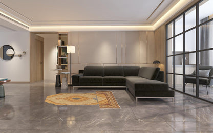 7' Round Cream Round Oriental Power Loom Stain Resistant Area Rug