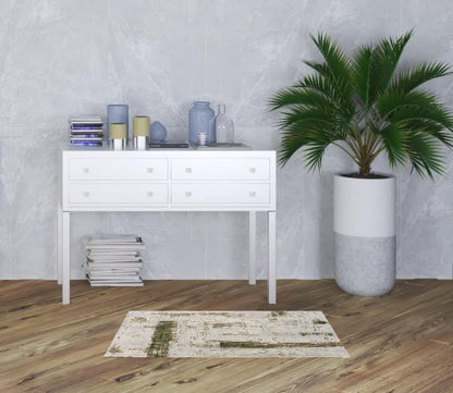 2' X 4' Green Abstract Power Loom Stain Resistant Area Rug