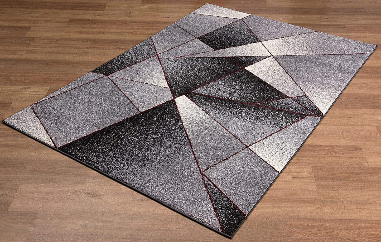 2' X 10' Grey Blue Abstract Geometric Stain Resistant Area Rug