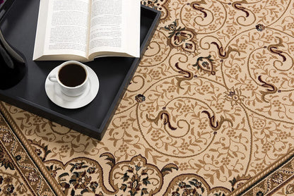 7' X 10' Cream Oriental Medallion Stain Resistant Area Rug