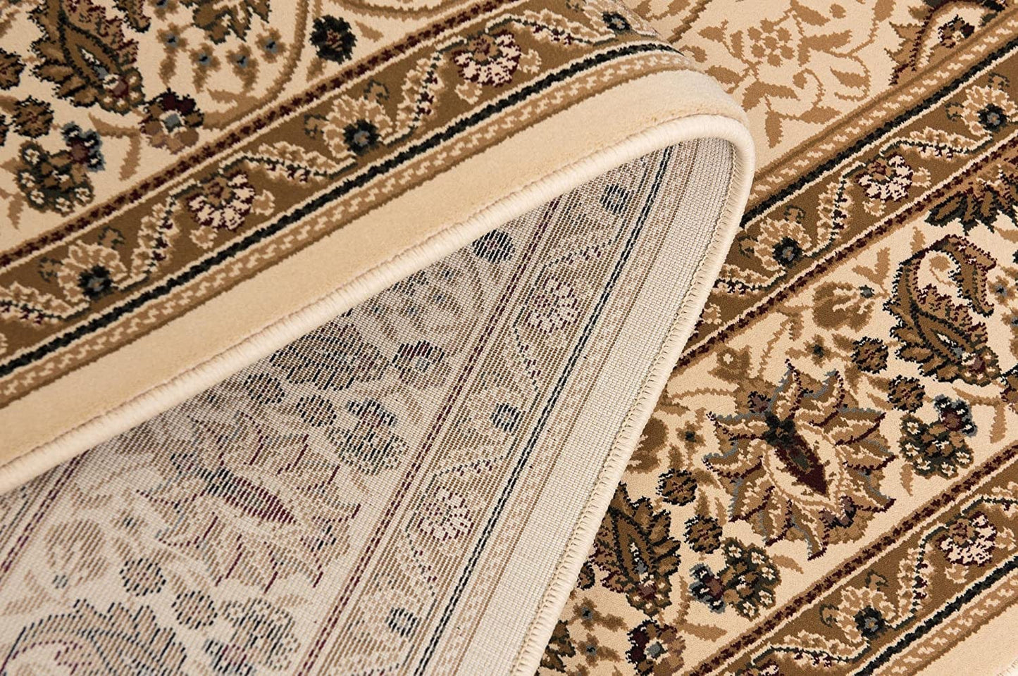 7' X 10' Cream Oriental Medallion Stain Resistant Area Rug