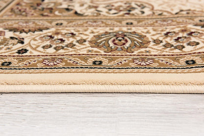 7' X 10' Cream Oriental Medallion Stain Resistant Area Rug