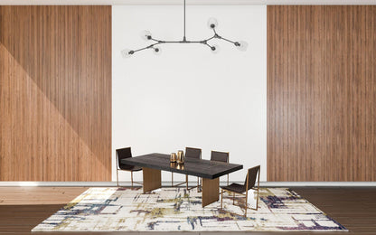 95" Dark Brown And Brass Rectangular Manufactured Wood And Metal Dining Table