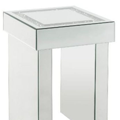24" Silver Glass And Manufactured Wood Square Mirrored End Table