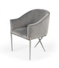 25" Grey Velvet And Silver Solid Color Arm Chair