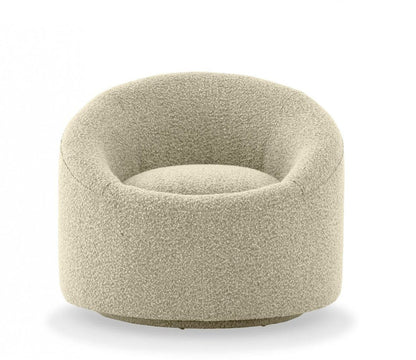 33" Beige 100% Polyester Solid Color Swivel Barrel Chair