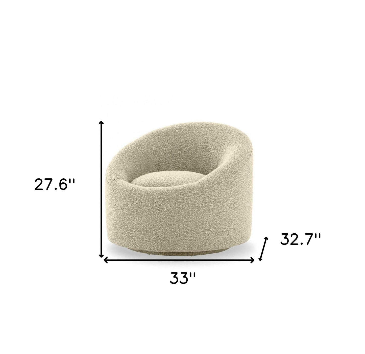 33" Beige 100% Polyester Solid Color Swivel Barrel Chair