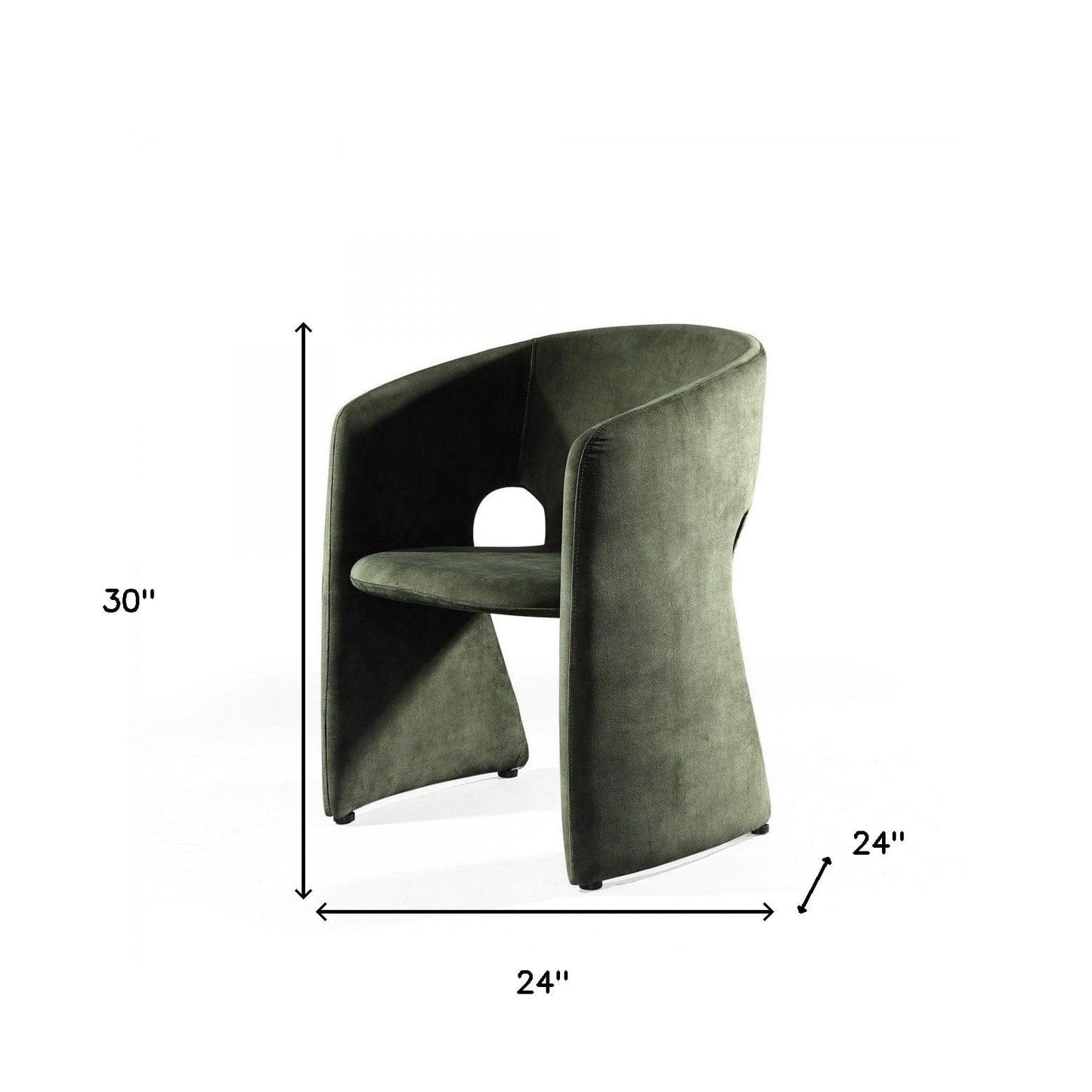 24" Green Velvet Solid Color Barrel Chair