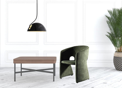 24" Green Velvet Solid Color Barrel Chair