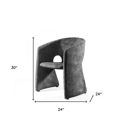 24" Dark Grey Velvet Solid Color Barrel Chair