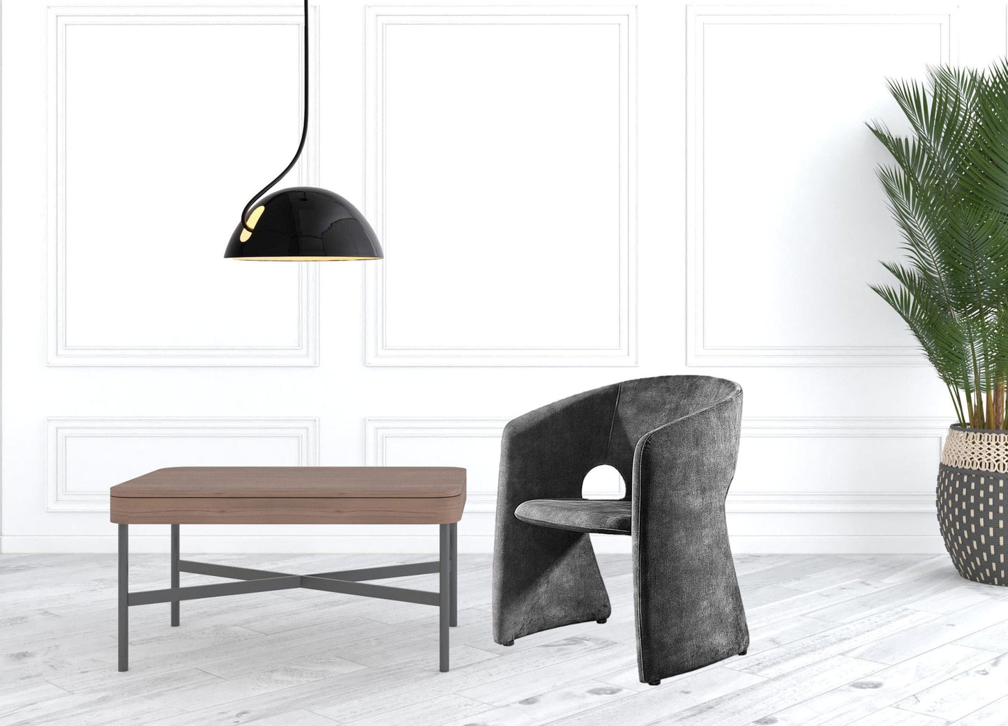 24" Dark Grey Velvet Solid Color Barrel Chair