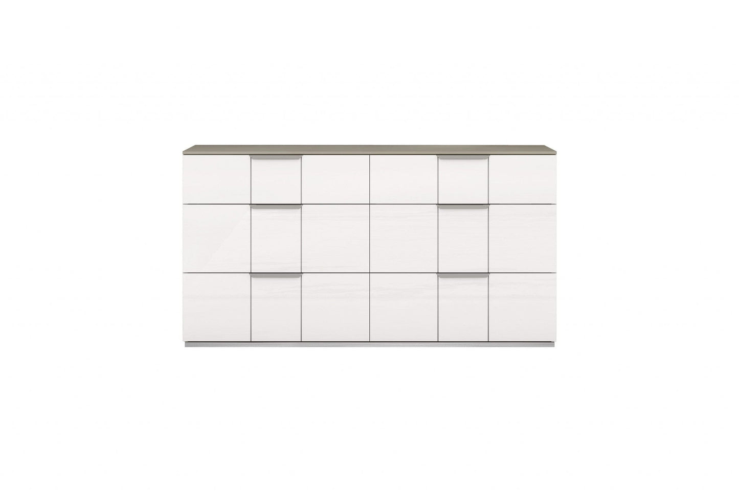 57" White Manufactured Wood Six Drawer Double Dresser