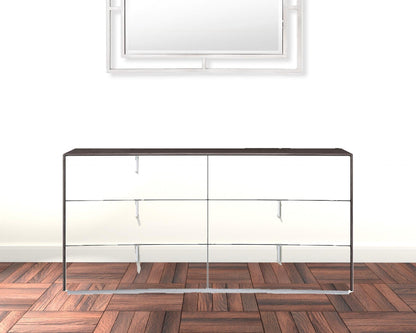 62" Grey Manufactured Wood Six Drawer Double Dresser