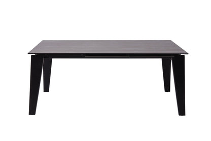 71" Gray and Black Ceramic and Glass Top Extendable Dining Table