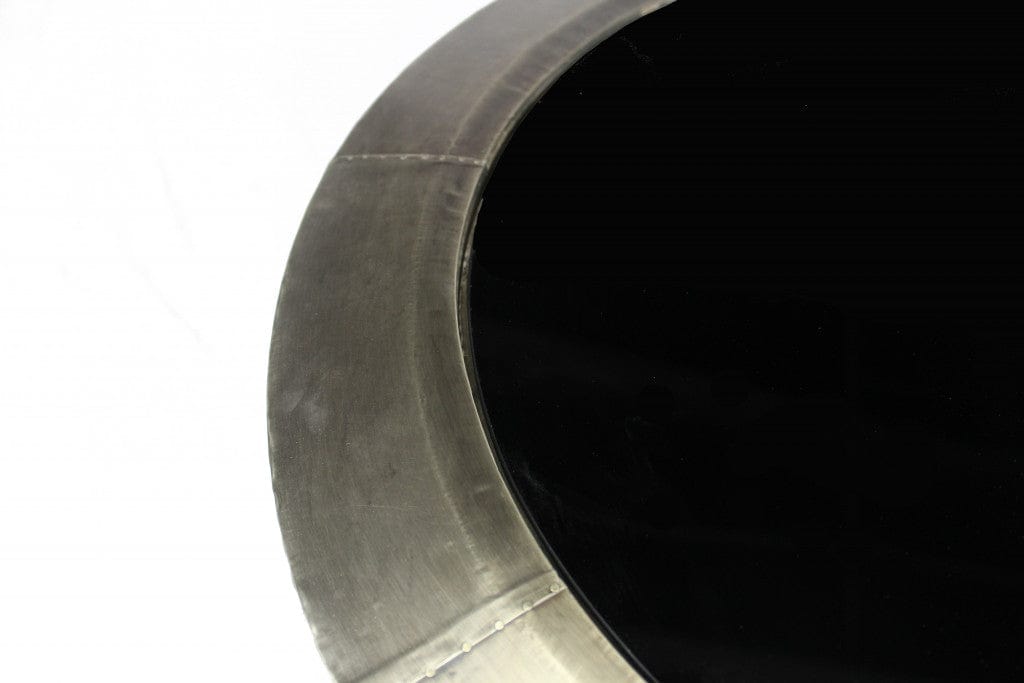 24" Silver And Black Glass And Metal Round End Table