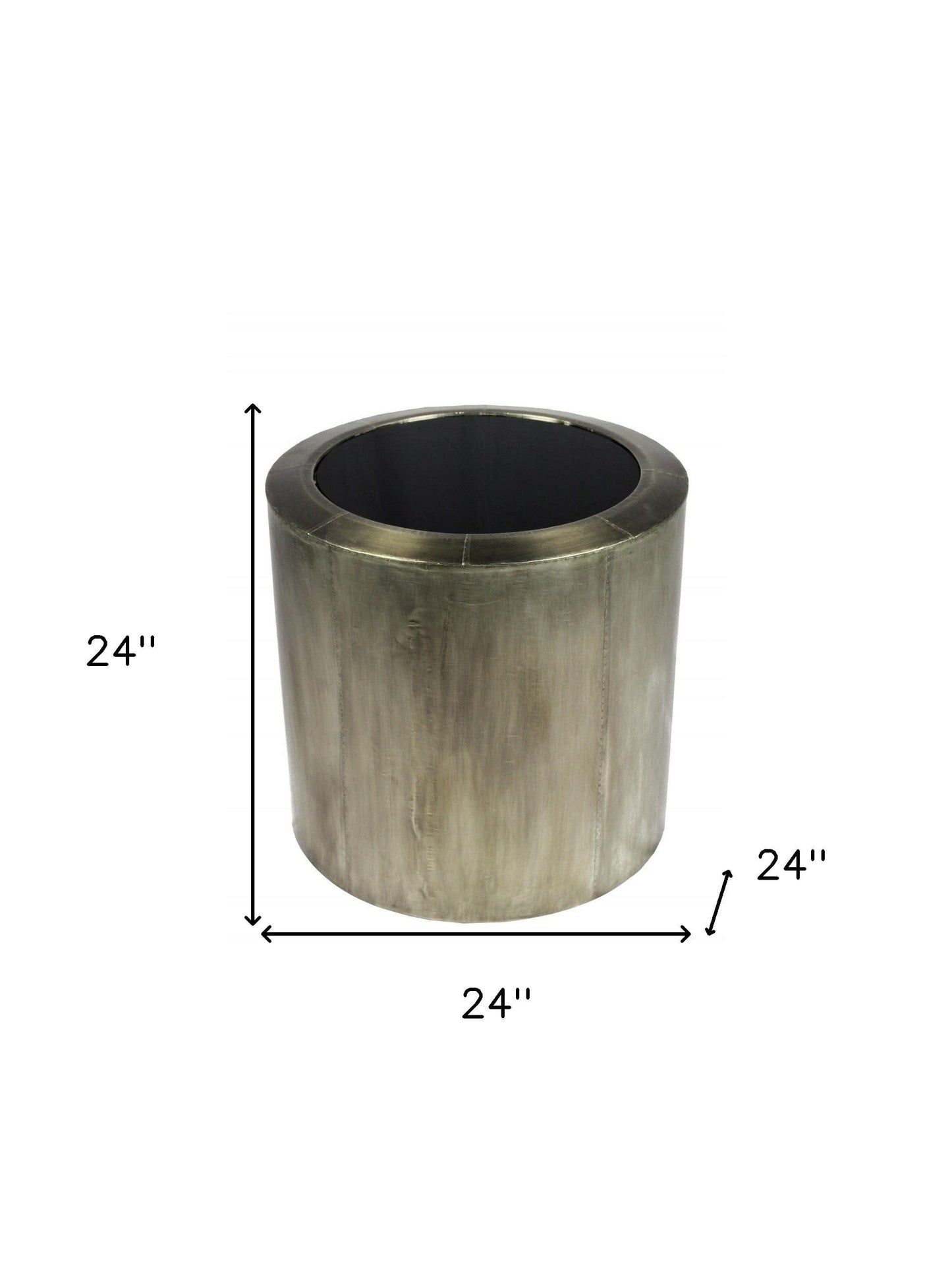 24" Silver And Black Glass And Metal Round End Table