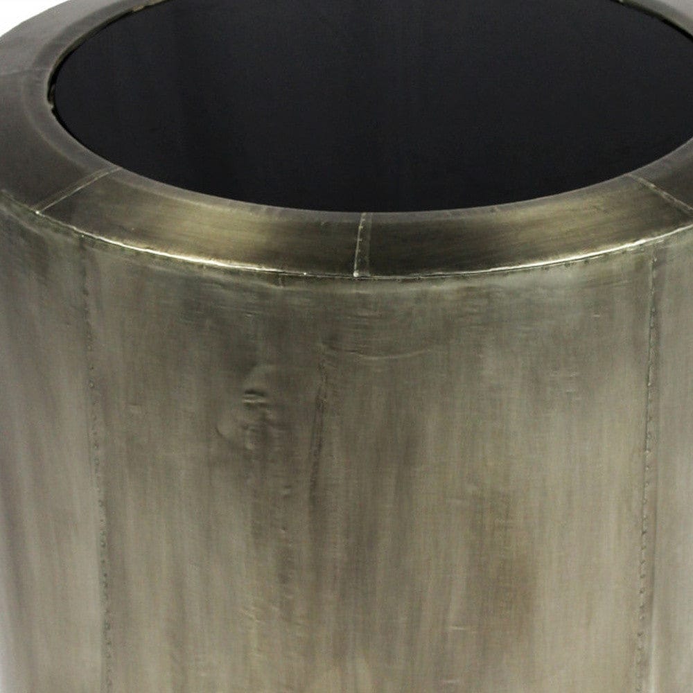 24" Silver And Black Glass And Metal Round End Table