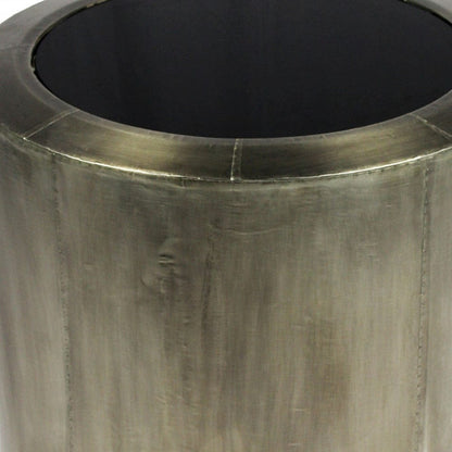 24" Silver And Black Glass And Metal Round End Table