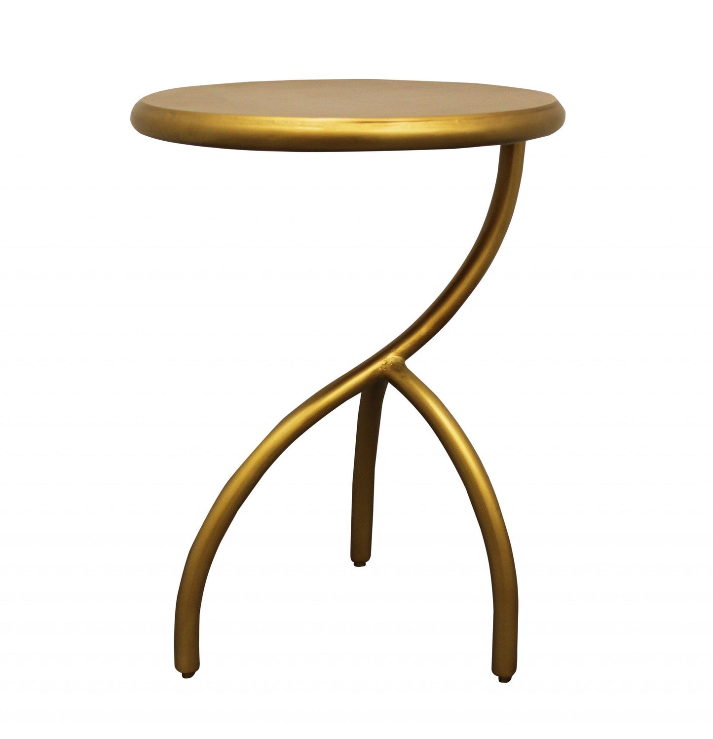 20" Antique Brass Iron Round End Table